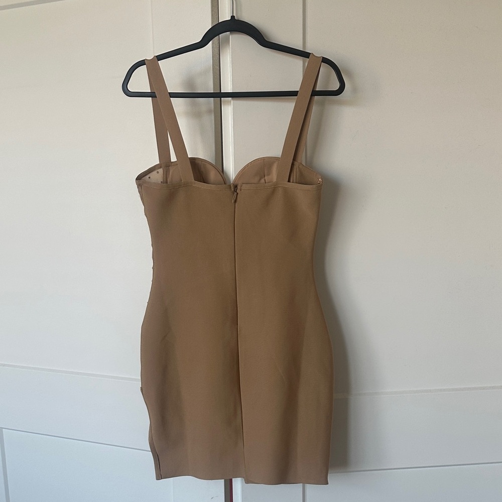 Fashion Nova Tan Mini Dress with Embellishments - Picture 2 of 3